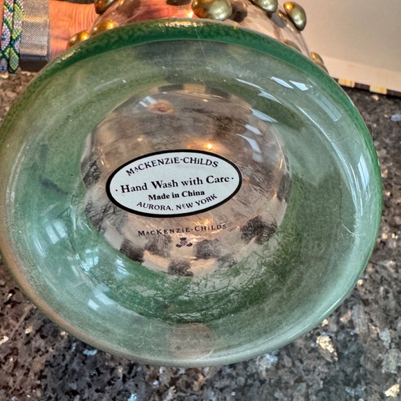 MacKenzie Childs Circus William Courtly Check Tulips Glass Vase  10.5” - Picture 7 of 10